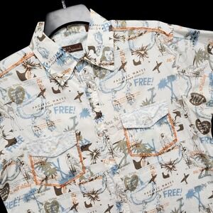 7 Diamonds Hawaiian Shirt Mens Large Slim‎ Fit All Over Print Vacation Resort